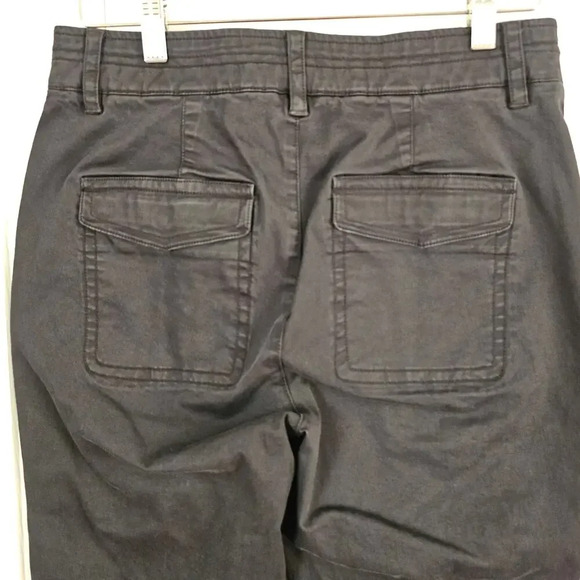 Vince Women's 6 Black‎ Twill Cropped Pants Utility Drawstring Pockets Ankle - Picture 6 of 10